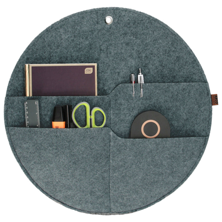 Organizzatore da parete rotondo  con tasche grigio XL - 45 cm