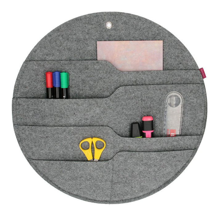 Organizzatore da parete rotondo  con tasche grigio XL - 45 cm