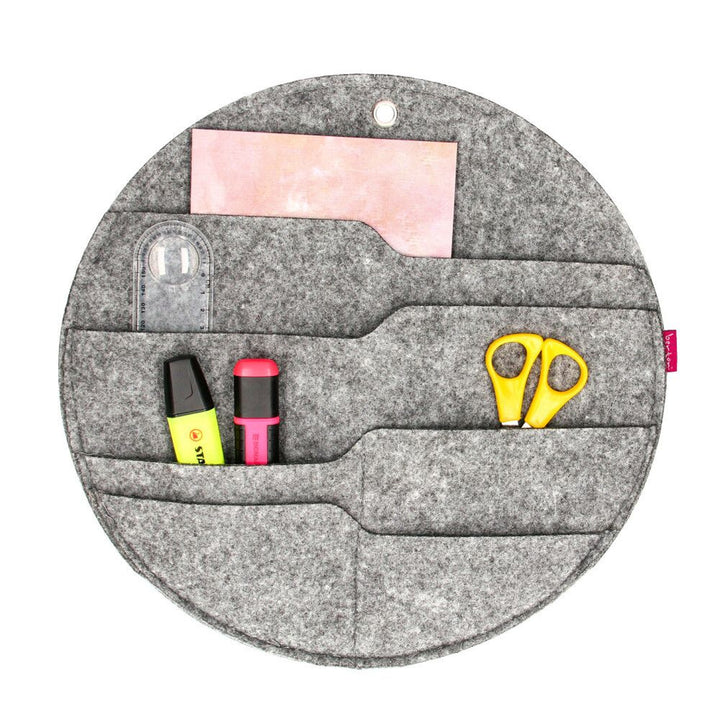 Organizzatore da parete rotondo con tasche grigio L - 35 cm