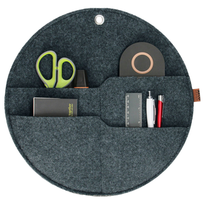 Organizzatore da parete rotondo con taschee antracite L - 35 cm
