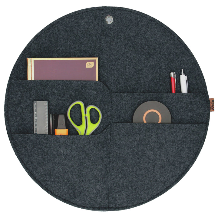 Organizzatore da parete rotondo con taschee antracite L - 35 cm