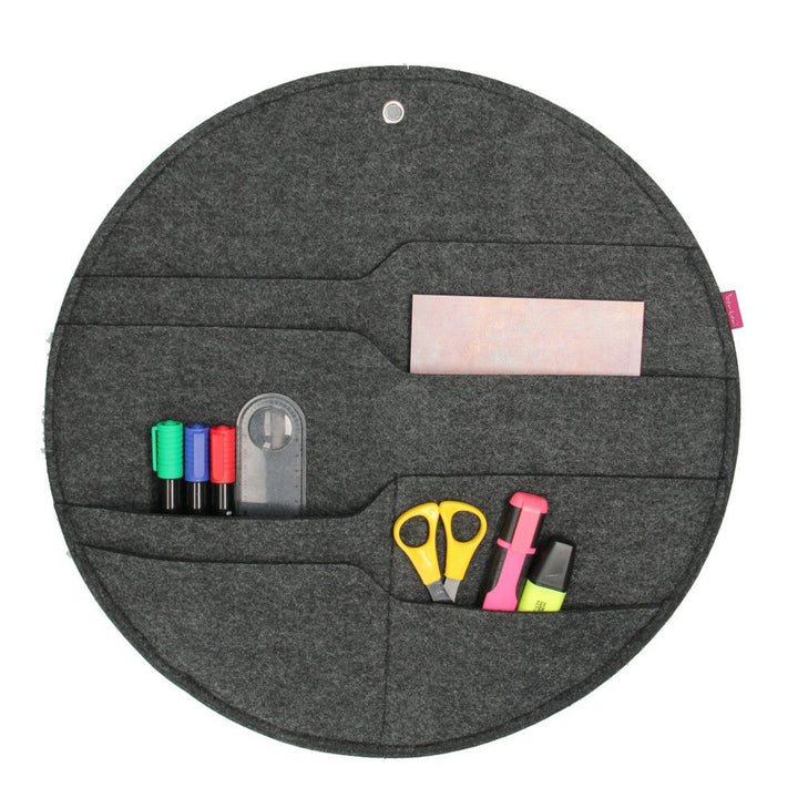 Organizzatore da parete rotondo con taschee antracite L - 35 cm