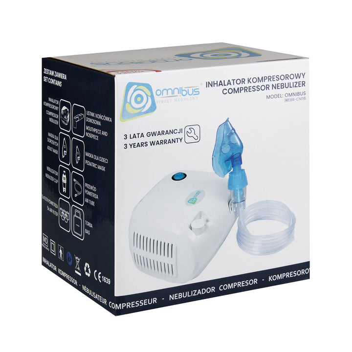 Inalatore a compressore Omnibus BR-CN116 bianco + tubo + borsa