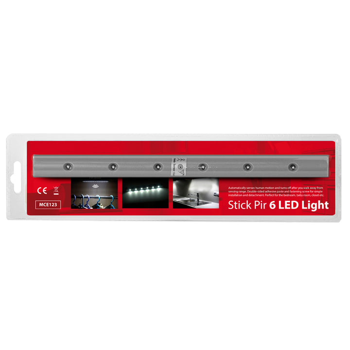 2x Lampada Maclean a 6 led con rilevatore di movimento + batterie AAA