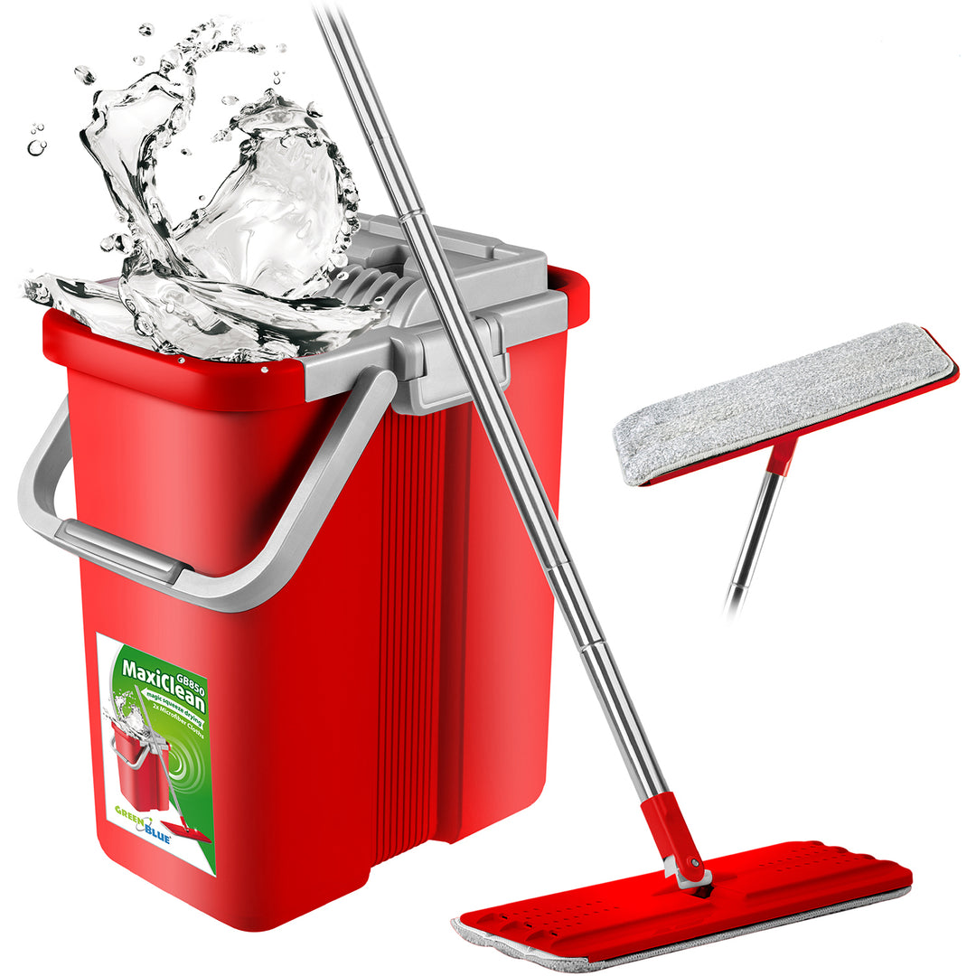 Secchio automatico per mop piatti+3 inserti in microfibra