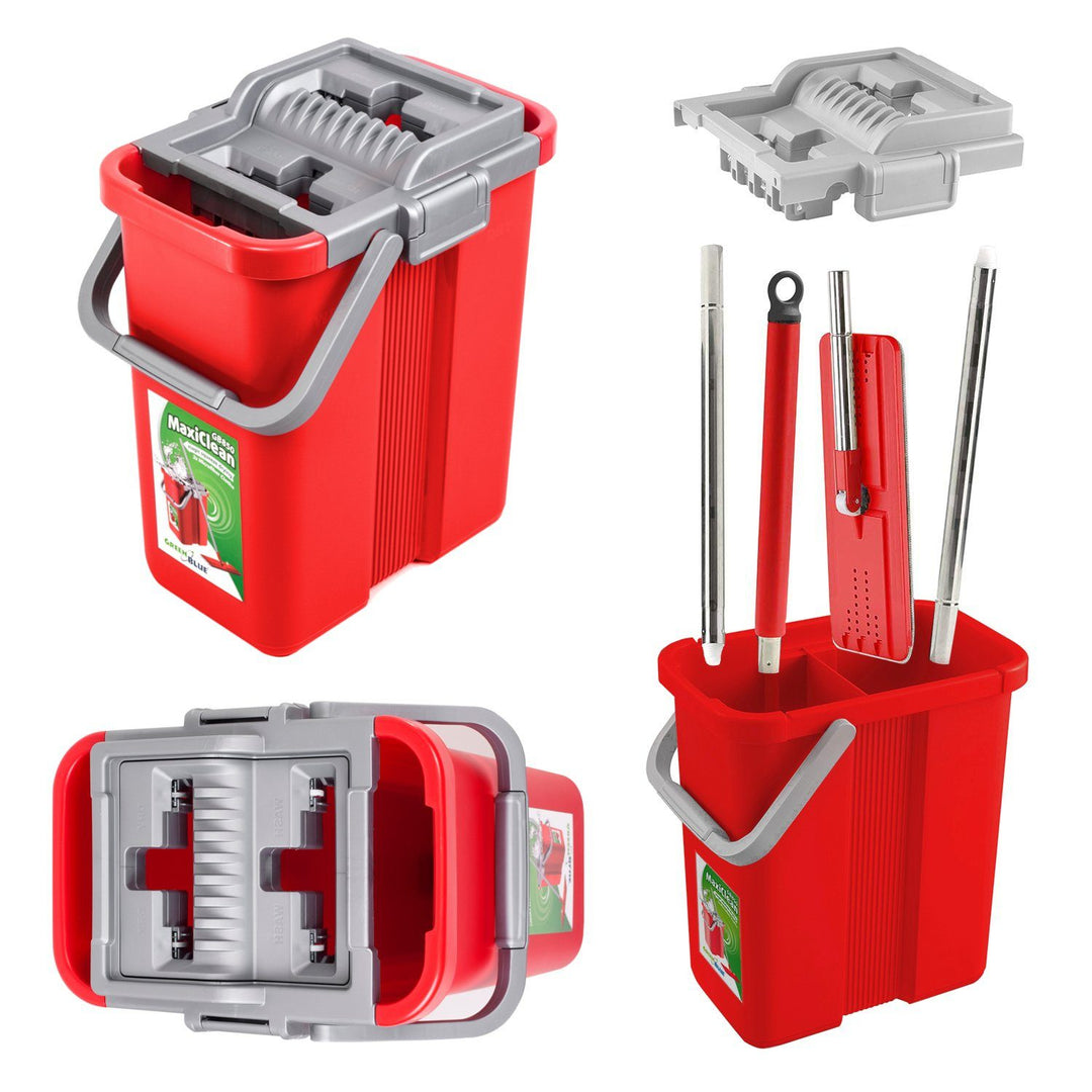 Secchio automatico per mop piatti+3 inserti in microfibra