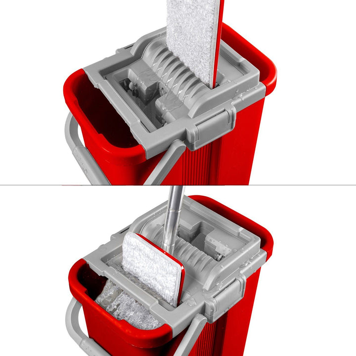 Secchio automatico per mop piatti+3 inserti in microfibra