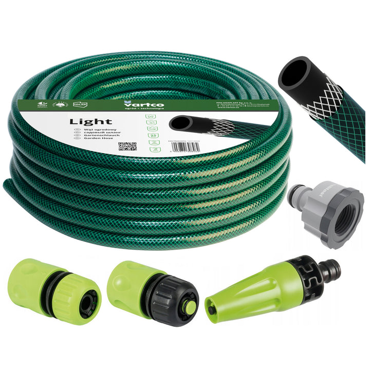 Tubo da giardino 20m 1/2" Vartco Light + raccordi + impianto di irrigazione