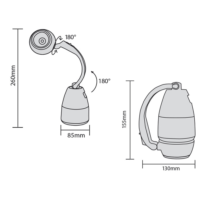 Torcia multifunzione Maclean MCE294 200 lm + 3× batterie Varta AA