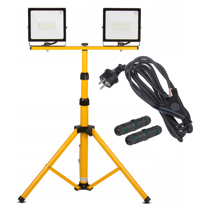 2× Alogena bianca neutra 4000 lm 50 W + treppiede + 5 m di cavo.