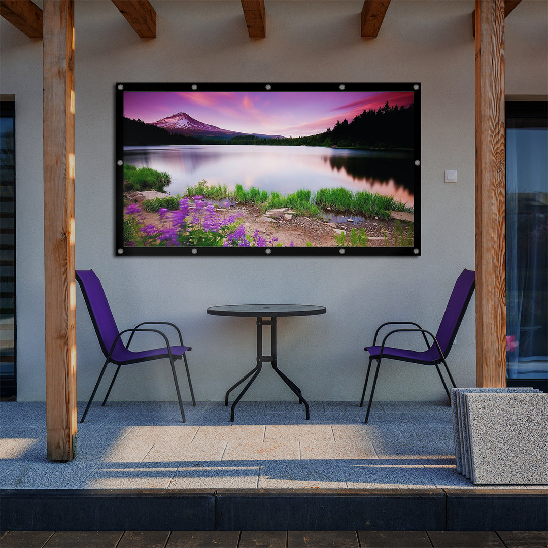 Schermo di proiezione Maclean, 120", 265x149cm, bordo 25mm 16:9, ganci di tensione, MC-982