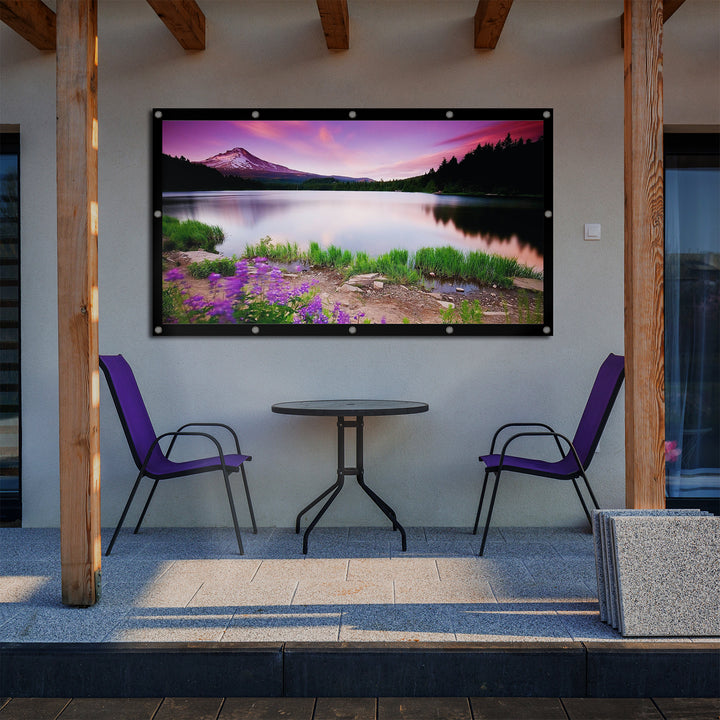 Schermo di proiezione Maclean, 120", 265x149cm, bordo 25mm 16:9, ganci di tensione, MC-982
