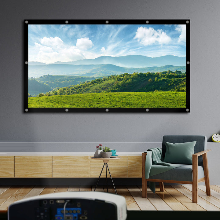 Schermo di proiezione Maclean, 120", 265x149cm, bordo 25mm 16:9, ganci di tensione, MC-982