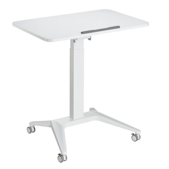 Scrivania mobile Maclean per laptop, bianca, regolazione pneumatica dell'altezza, 80x52cm, 8kg max, 109cm h, MC-453W