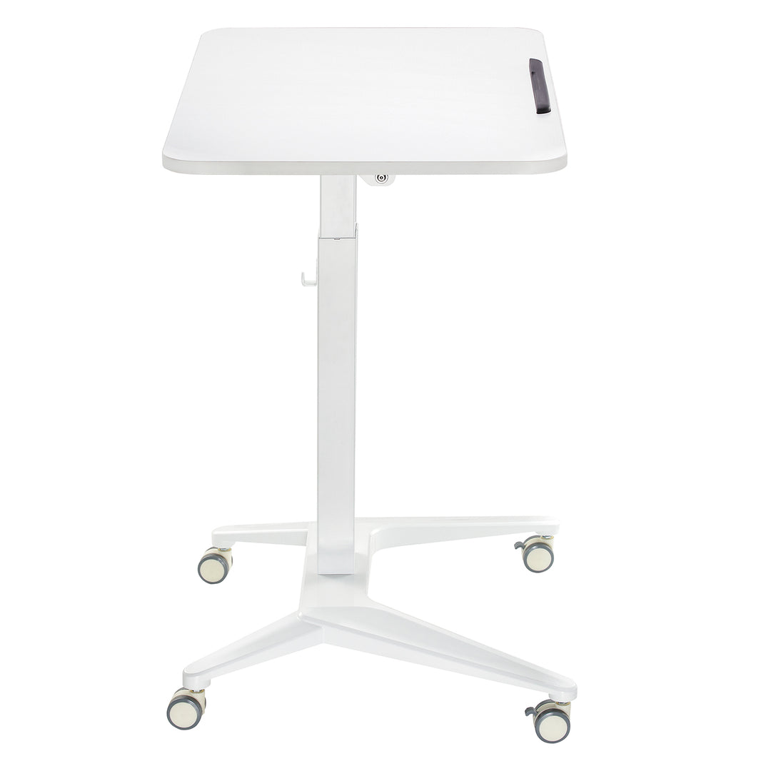 Scrivania mobile Maclean per laptop, bianca, regolazione pneumatica dell'altezza, 80x52cm, 8kg max, 109cm h, MC-453W