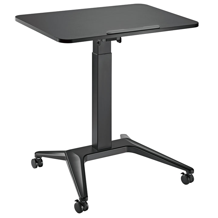 Scrivania mobile Maclean per laptop, nera, regolazione pneumatica dell'altezza, 80x52cm, 8kg max, 109cm h, MC-453B