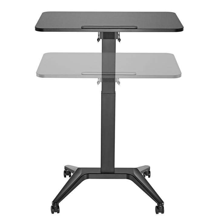 Scrivania mobile Maclean per laptop, nera, regolazione pneumatica dell'altezza, 80x52cm, 8kg max, 109cm h, MC-453B