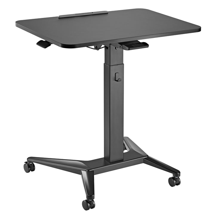 Scrivania mobile Maclean per laptop, nera, regolazione pneumatica dell'altezza, 80x52cm, 8kg max, 109cm h, MC-453B