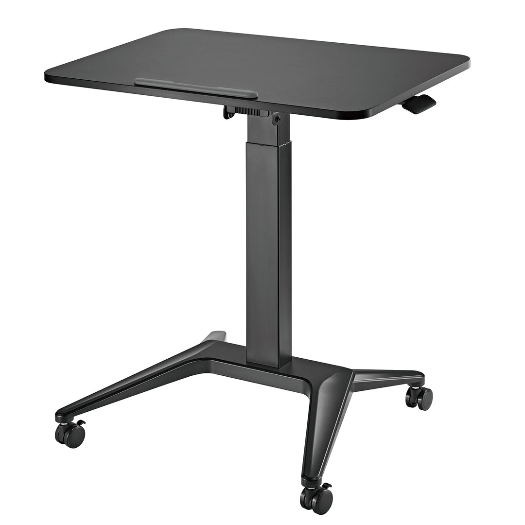 Scrivania mobile Maclean per laptop, nera, regolazione pneumatica dell'altezza, 80x52cm, 8kg max, 109cm h, MC-453B