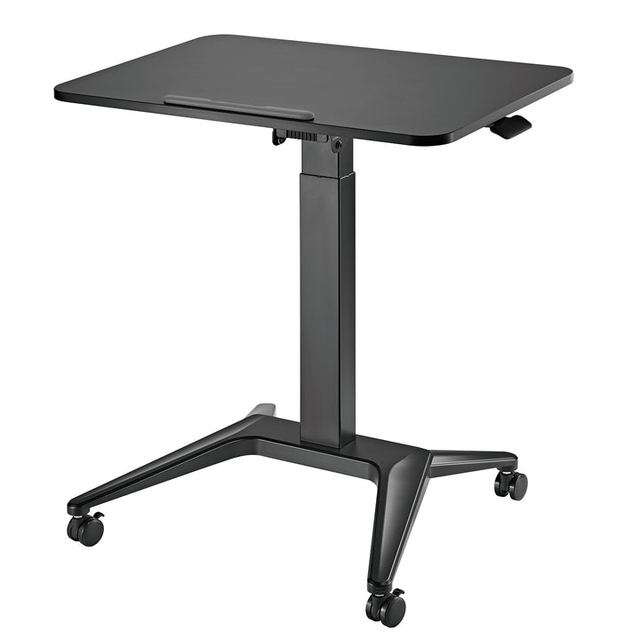 Scrivania mobile Maclean per laptop, nera, regolazione pneumatica dell'altezza, 80x52cm, 8kg max, 109cm h, MC-453B