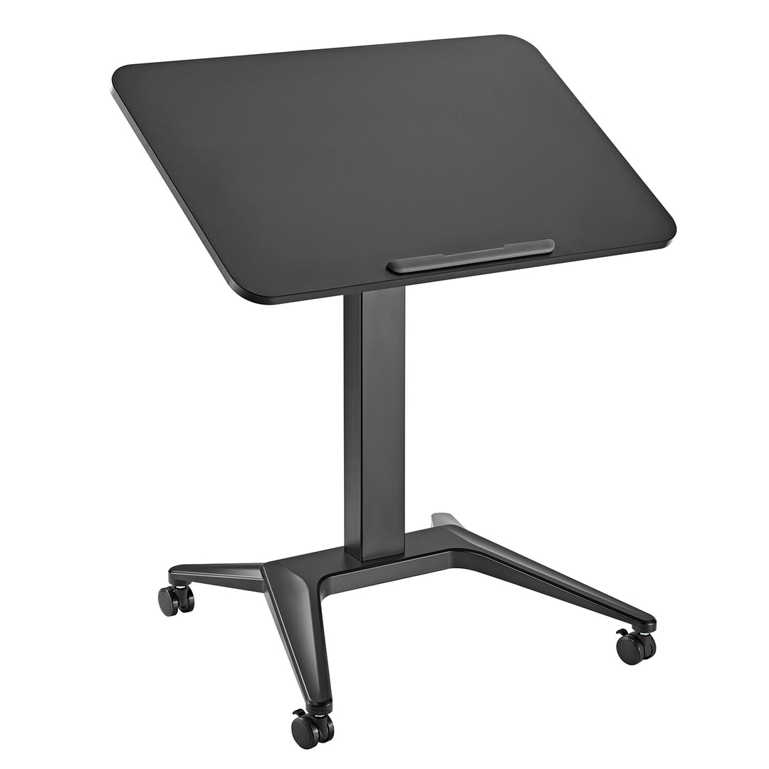 Scrivania mobile Maclean per laptop, nera, regolazione pneumatica dell'altezza, 80x52cm, 8kg max, 109cm h, MC-453B