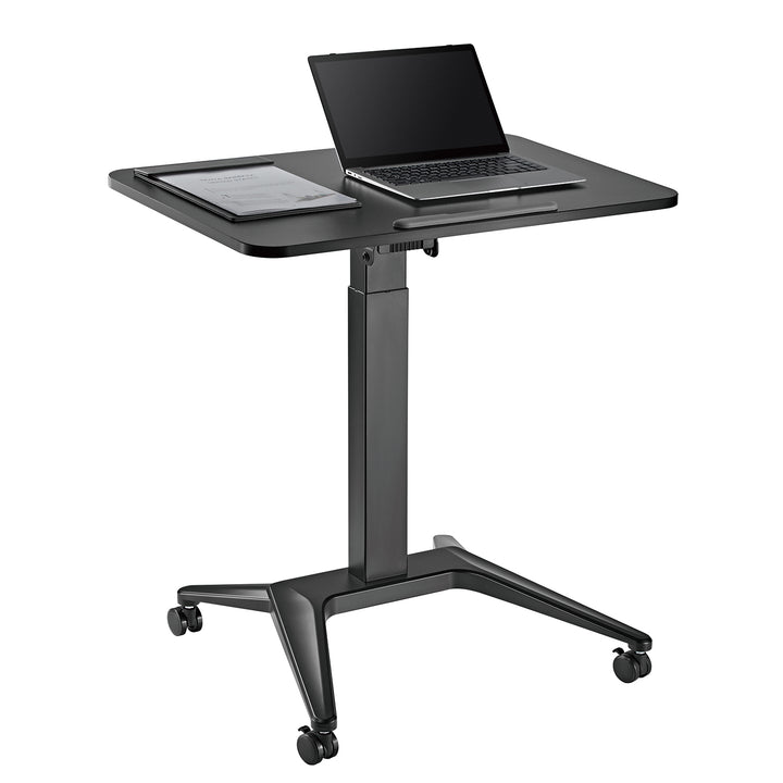 Scrivania mobile Maclean per laptop, nera, regolazione pneumatica dell'altezza, 80x52cm, 8kg max, 109cm h, MC-453B