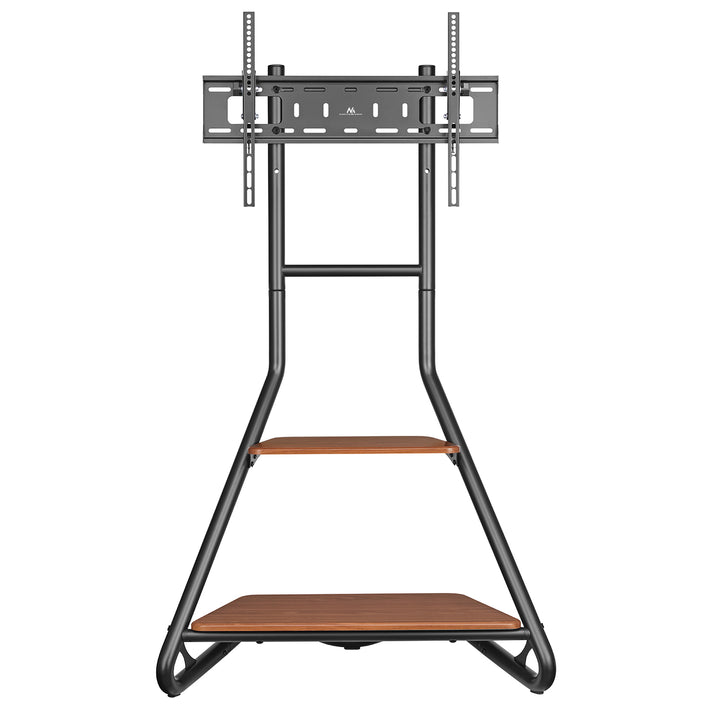 Supporto TV/angolare Maclean, stile bauhaus, ripiani in legno a due livelli, 40 kg max, 37-75'', MC-455