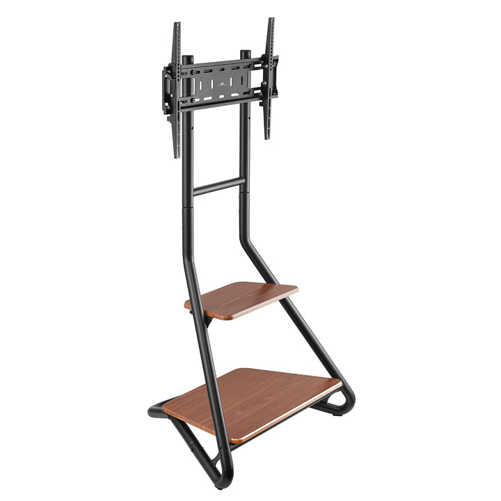 Supporto TV/angolare Maclean, stile bauhaus, ripiani in legno a due livelli, 40 kg max, 37-75'', MC-455
