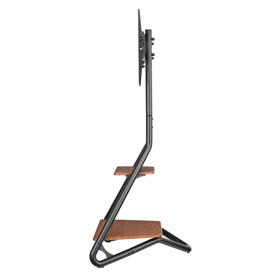 Supporto TV/angolare Maclean, stile bauhaus, ripiani in legno a due livelli, 40 kg max, 37-75'', MC-455
