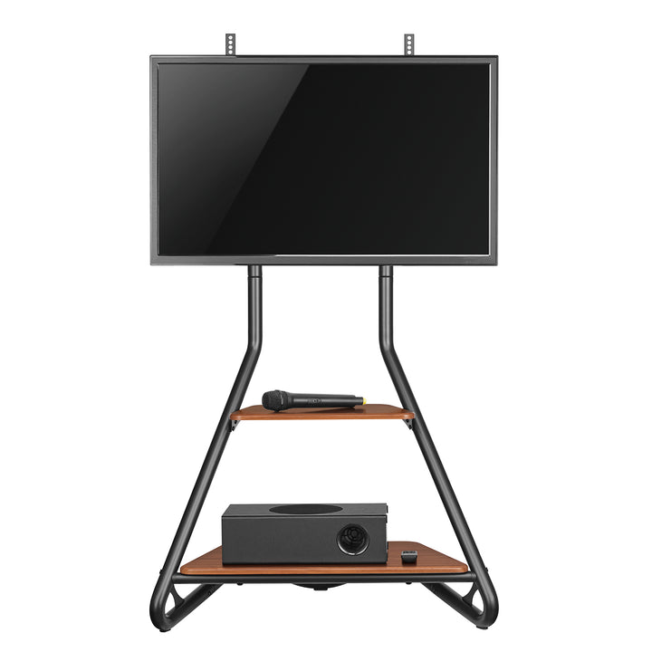 Supporto TV/angolare Maclean, stile bauhaus, ripiani in legno a due livelli, 40 kg max, 37-75'', MC-455
