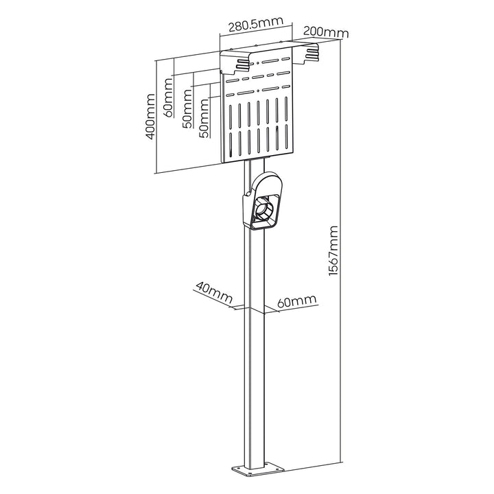 Supporto esterno per caricabatterie auto EV e PHEV Maclean, acciaio, 15 kg max, MCE456