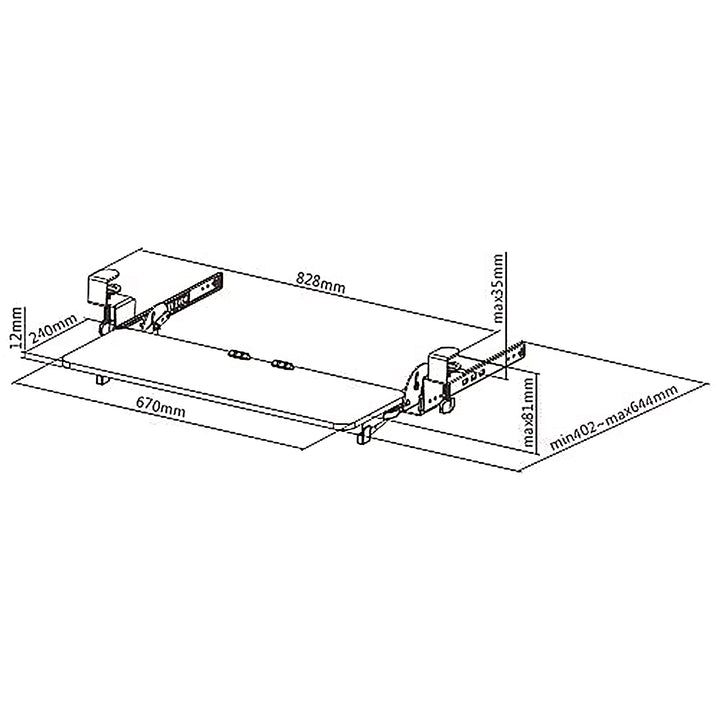 Supporto per tastiera sotto la scrivania Maclean, regolabile, 5 kg max, 67x24 cm, MC-462