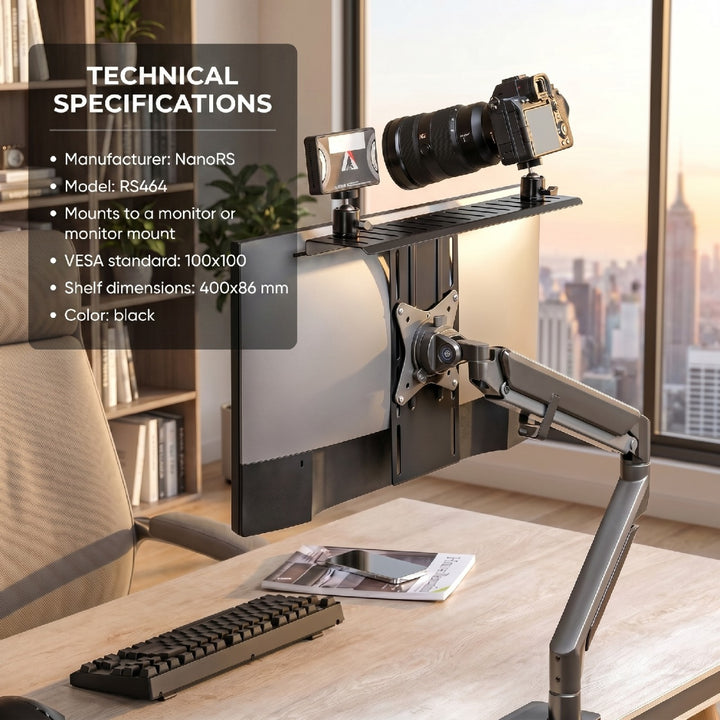 Staffa / ripiano per fotocamera / videocamera / illuminatore All-In-One NanoRS, YouTube, VESA 100x100, RS464