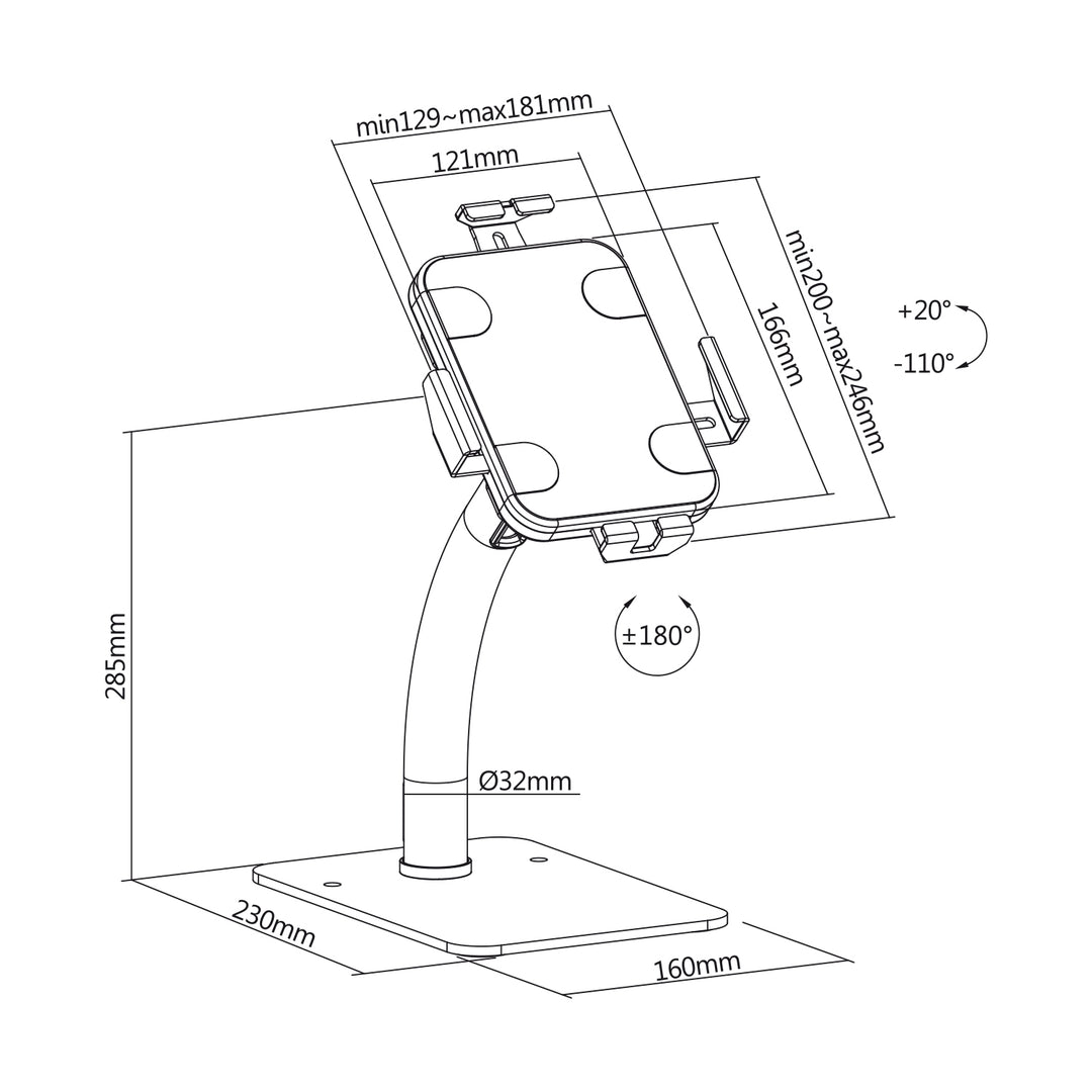 Supporto pubblicitario  per tablet Maclean Advertising, da tavolo, con blocco, 7,9"-11", universale, MC-468W