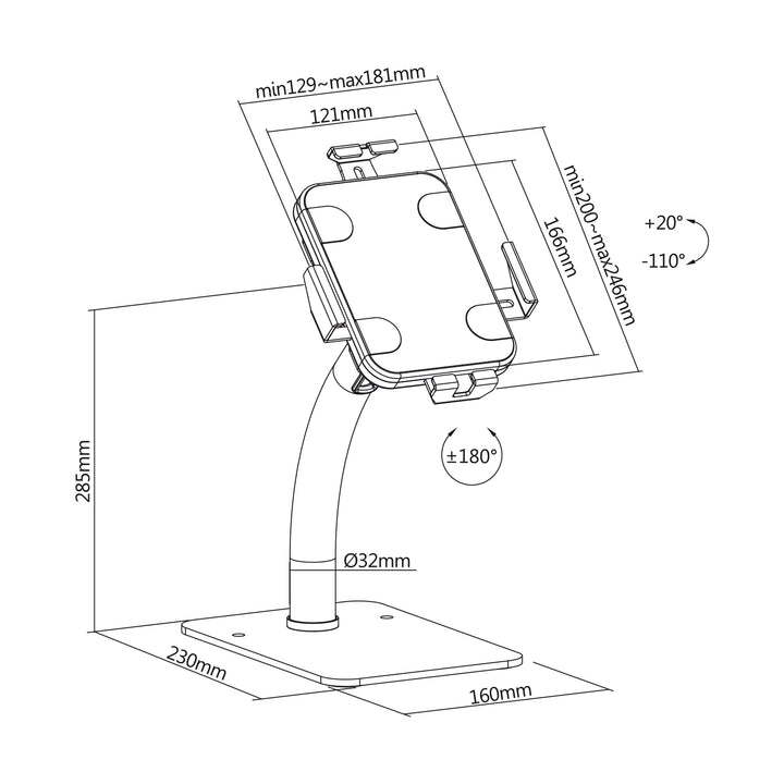 Supporto pubblicitario  per tablet Maclean Advertising, da tavolo, con blocco, 7,9"-11", universale, MC-468W