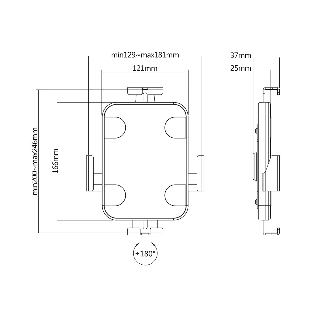 Supporto per tablet pubblicitari Maclean, montaggio a parete con dispositivo di blocco, 7,9"-11", universale, MC-469W