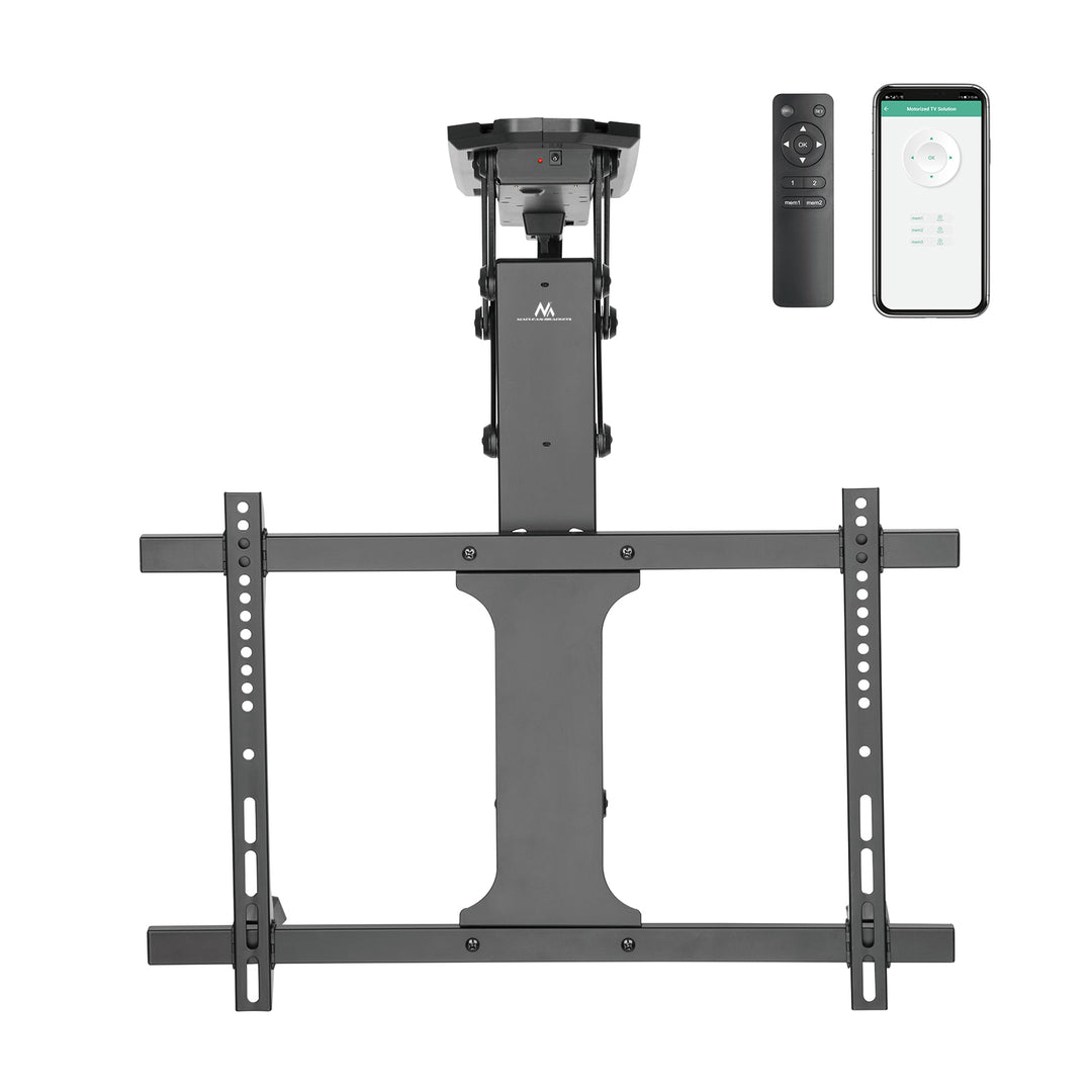 Supporto elettrico a soffitto Maclean per TV, supporto compatibile con applicazione TUYA, VESA max 600x400, per pareti inclinate, telecomando, 32"-70", 35kg, MC-880T