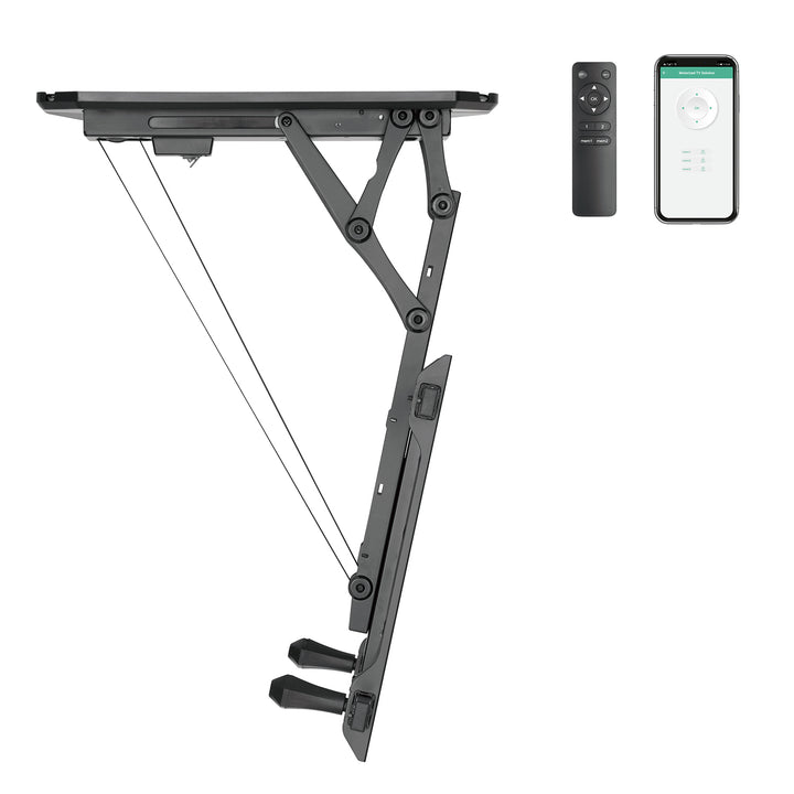 Supporto elettrico a soffitto Maclean per TV, supporto compatibile con applicazione TUYA, VESA max 600x400, per pareti inclinate, telecomando, 32"-70", 35kg, MC-880T
