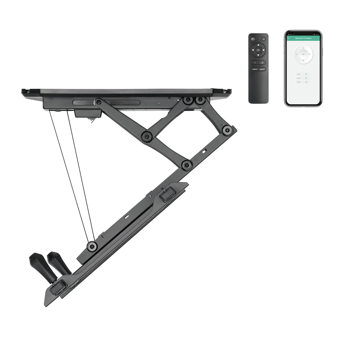 Supporto elettrico a soffitto Maclean per TV, supporto compatibile con applicazione TUYA, VESA max 600x400, per pareti inclinate, telecomando, 32"-70", 35kg, MC-880T
