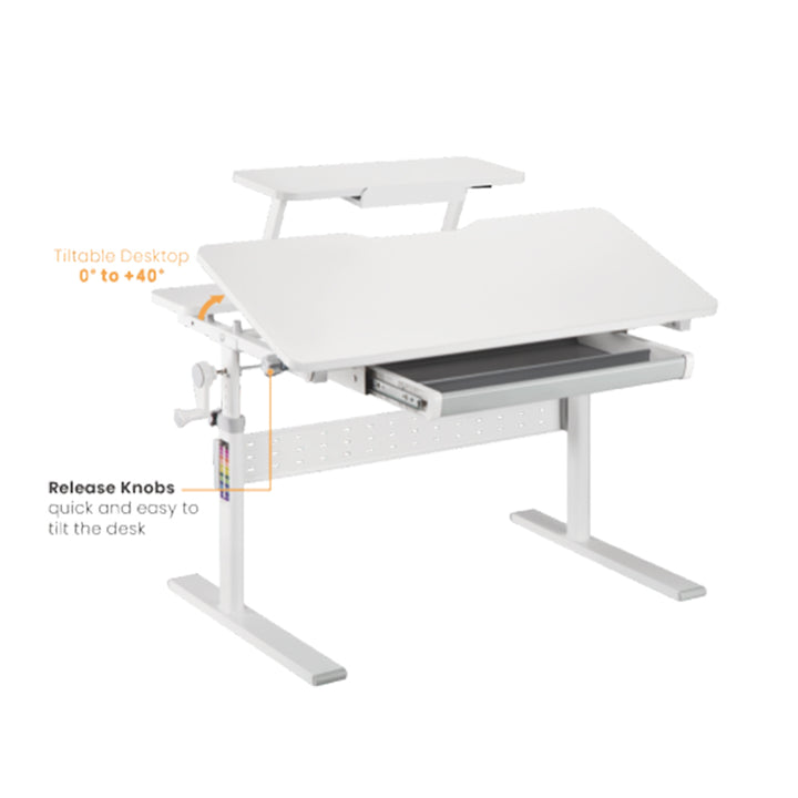 Scrivania per bambini Ergo Office, regolabile in altezza, grigio, max 40 kg, 900x600 mm, ER-483
