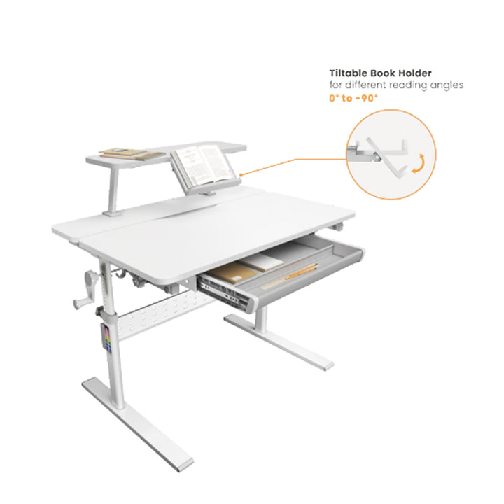Scrivania per bambini Ergo Office, regolabile in altezza, grigio, max 40 kg, 900x600 mm, ER-483