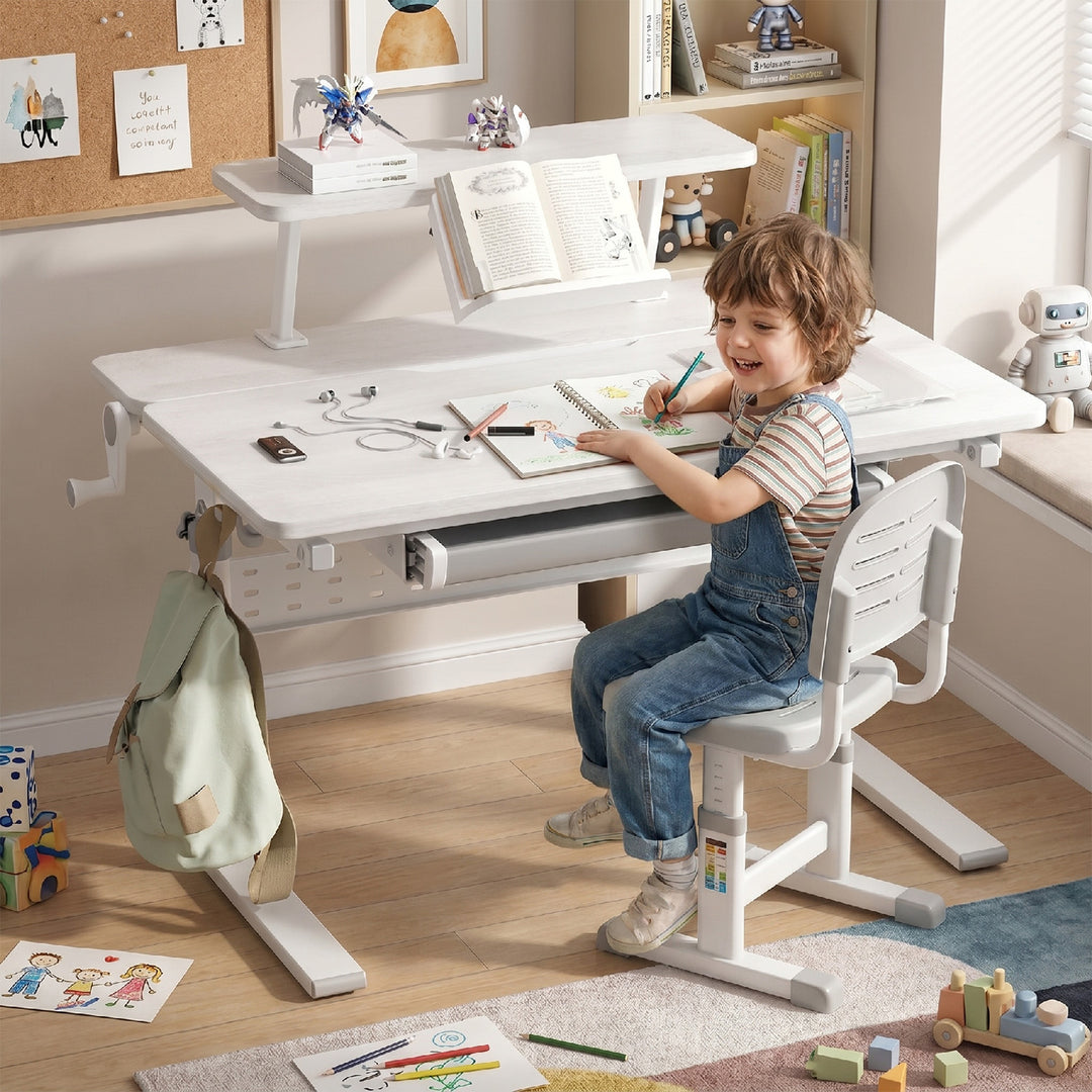 Scrivania per bambini Ergo Office, regolabile in altezza, grigio, max 40 kg, 900x600 mm, ER-483