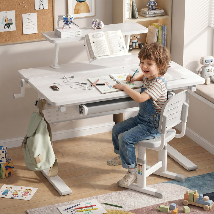 Scrivania per bambini Ergo Office, regolabile in altezza, grigio, max 40 kg, 900x600 mm, ER-483