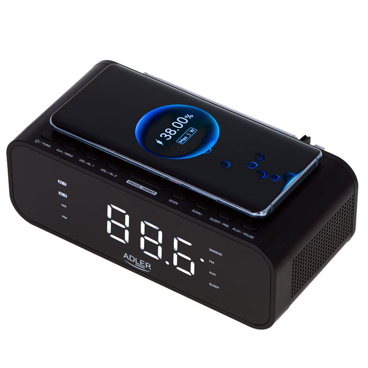 Radiosveglia FM con caricatore wireless e Bluetooth - Adler AD 1192B