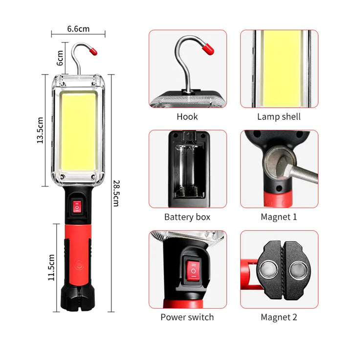Maclean MCE307 Lampada da officina COB magnetica Maclean, 2x1200mAh, 700lm, USB Type-C/Micro USB, MCE307