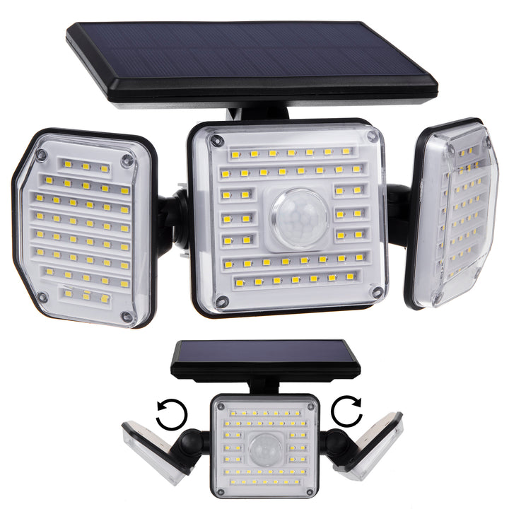 Maclean MCE615 Lampade solare da parete Lampade solari con sensore di movimento IP65 4W 320lm 122 LED SMD 4000K Illuminazione esterna bianco neutro 3 modalità di illuminazione Sensore crepuscolare
