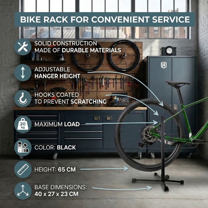 Maclean MC-434 Maniglia di servizio per bicicletta , in acciaio, carico massimo 20 kg, adatta a biciclette MTB con ruote fino a 27,5"