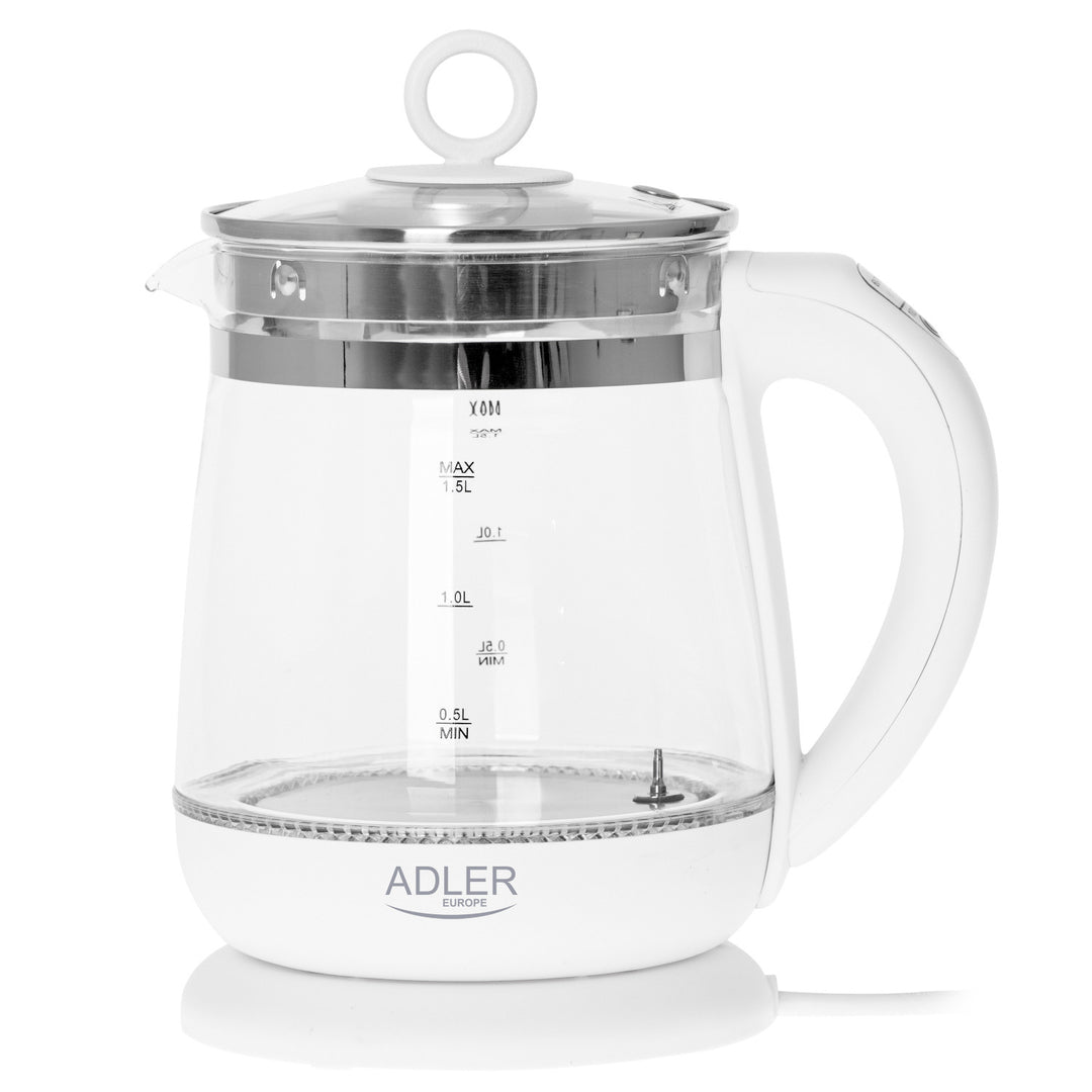 Bollitore in vetro da 1,5 L con infusore e controllo della temperatura Adler AD 1299