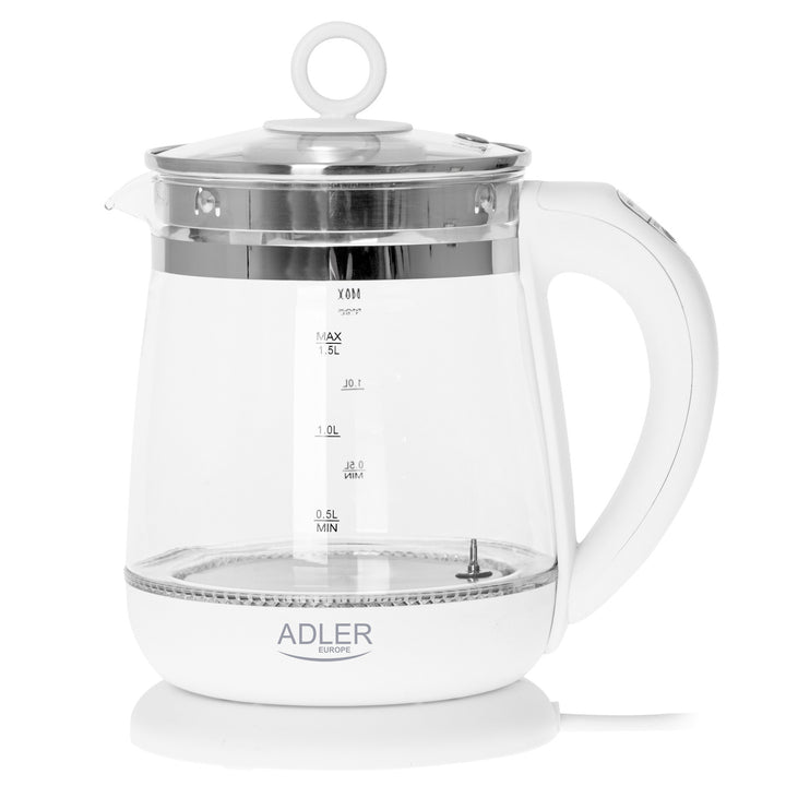 Bollitore in vetro da 1,5 L con infusore e controllo della temperatura Adler AD 1299