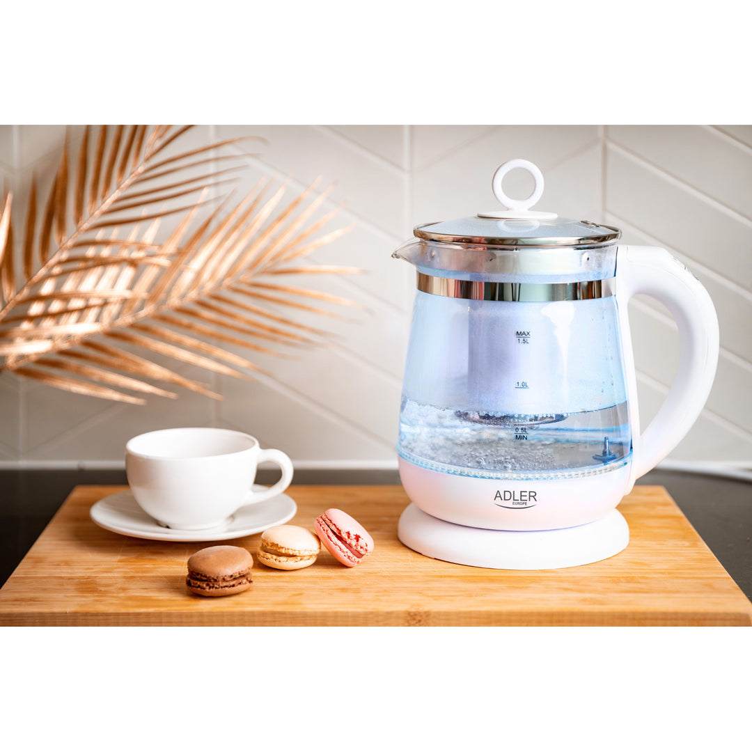 Bollitore in vetro da 1,5 L con infusore e controllo della temperatura Adler AD 1299